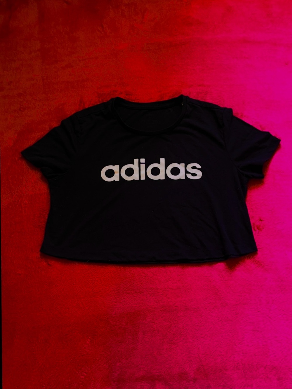 adidas Black Crop Tee with White Logo